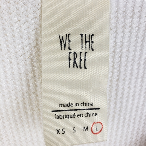 Free People Bohemian Sundae Swing Embroidered Waffle Peasant Blouse Top size L - Picture 4 of 11